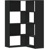 vidaXL Kotna knjižna omara 4-nadstropna črna 85x85x140 cm | Shoptok.si