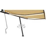 vidaXL ročno zložljiva tenda z led lučkami 450x300 cm rumena in bela | Shoptok.si