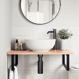  Zidna polica za umivaonik od čelika i masivne hrastovine Smeđa 80 x 50 x 2 cm | Shoptok.si