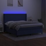  Krevet box spring s madracem LED plavi 180x200 cm od tkanine | shoptok.hr