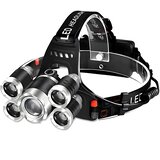  LED čelna svetilka s 5 diodami - črna Cene