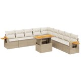 Maison Chic Seti vrtnega pohištva - Vrtna garnitura - Vrtni pohištvo set 11-delna z blazinami bež poli ratan, (21815848) | Shoptok.si