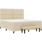 vidaXL Box Spring Krevet s Madracem &amp Klupom Krem 180x200 cm Tkanina | shoptok.hr