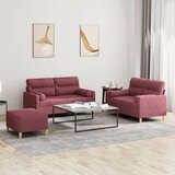  3-dijelni set sofa s jastucima crvena boja vina od tkanine | shoptok.hr