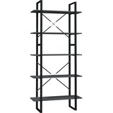 Ormarić za knjige s 5 razina sivi 80 x 30 x 175 cm od borovine | shoptok.hr