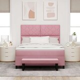  Postelja z vzmetnico z vzmetnico Roza 160 x 200 cm Žamet, (5000126112) | Shoptok.si