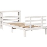  Posteljni okvir z vzglavjem bel 90x200 cm trdna borovina, (21304157) | Shoptok.si