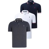 Dewberry TRIPLE SET T8594 MENS T-SHIRT-NAVY BLUE-ANTHRACITE-WHITE cene
