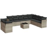 vidaXL 11-dijelni set vrtnih sofa poliratan s jastucima svijetlosivi | shoptok.hr