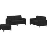 vidaXL Sedežna garnitura 3-delna z vzglavniki črn žamet, (20926029) | Shoptok.si