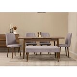 Hanah home vina 03 0701 walnut grey (produžni trpezarijski sto, stolice i konzola set (7 komada) Cene