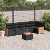 Maison Chic Seti vrtnega pohištva - Vrtna garnitura - Vrtni pohištvo set 7-delna z blazinami črn poli ratan, (21802342) | Shoptok.si