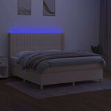  Box spring postelja z vzmetnico LED krem 180x200 cm blago | Shoptok.si