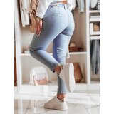 DStreet Spodnie damskie materiałowe chinosy z paskiem ROSSALI błekitne | Shoptok.si