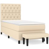  Okvir kreveta s oprugama i madrac krem 80x200 cm od tkanine Slike