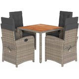  5-dijelni vrtni blagovaonski set sivi od poliratana Siva Dužina stola 90 cm | shoptok.hr
