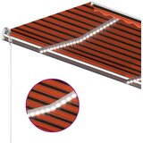 vidaXL Ročno zložljiva tenda z LED lučmi 3,5x2,5 m oranžna in rjava | Shoptok.si