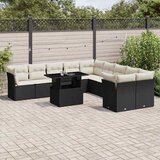  11-dijelni set vrtnih sofa od poliratana s jastucima crni Crna 100 x 55 x 73 cm | shoptok.hr
