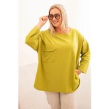 Kesi Włoski Women's Plus Size blouse with cotton, featuring a pocket and rolled sleeves kiwi Cene