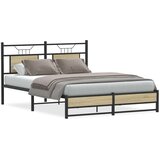 Maison Chic Posteljni okvir - Dvoposteljna postelja - Zakonska postelja brez vzmetnice hrast 150x200 cm inženirski les-J12048, (21768657) | Shoptok.si