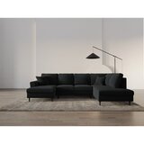 Cosmopolitan Design Crna baršunasti sklopiva/s prostorom za odlaganje kutna garnitura (s desnim kutom/u obliku slova "U") Kyoto – | shoptok.hr