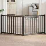 vidaXL Vrata za pse sklopiva 2 panela crna 160 cm od masivna jelovina | shoptok.hr