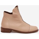 Zazoo Leather Ankle Boots With Zipper Beige | shoptok.hr