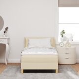  Postelja z vzmetnico z vzmetnico krema 200 x 100 cm Poliester, (5000128544) | Shoptok.si