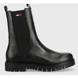 Tommy Jeans Kožne gležnjače Long Chelsea Boot za žene, boja: crna, s platformom