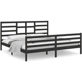  Posteljni okvir črn iz trdnega lesa 200x200 cm, (20648431) | Shoptok.si