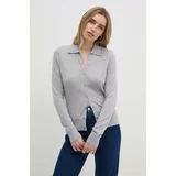 Calvin Klein Volnen pulover ženski, siva barva, K20K207198