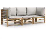 Maison Chic Seti vrtnega pohištva - Vrtna garnitura - Vrtni pohištvo set 3-delna svetlo sive blazine bambus, (21809653) | Shoptok.si