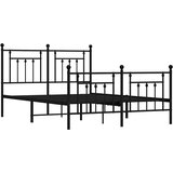  Metalni okvir kreveta uzglavlje i podnožje crni 140x190 cm | shoptok.hr