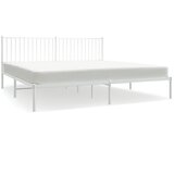 Maison Chic Kovinski Posteljni okvir - Dvoposteljna postelja - Zakonska postelja z vzglavjem bel 193x203 cm, (21693369) | Shoptok.si