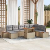  9-dijelni vrtni kauč set s jastučićima Bež poli ratan | shoptok.hr