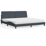 vidaXL Postelja z vzmetnico temno siva 200x200 cm žamet | Shoptok.si