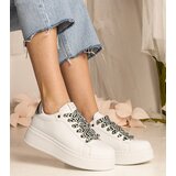 Gemre White women's sneakers with chunky laces Kessa | Shoptok.si