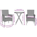  3-dijelni bistro set s jastucima crni od poliratana i stakla | Eponuda.com