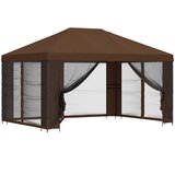 vidaXL Vrtni gazebo s stranskimi stenami 4 × 3 m Rjava, (5000218967) | Shoptok.si
