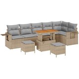 9 9-delni vrtni sofa set z blazinami Bež poli ratan akacija | Shoptok.si