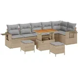 9-delni vrtni sofa set z blazinami Bež poli ratan akacija