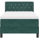 vidaXL Box Spring Postelja z Vzmetnico Temno Zelena 90x200 cm Žamet | Shoptok.si
