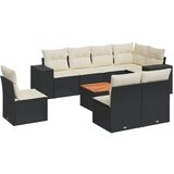 Maison Chic Seti vrtnega pohištva - Vrtna garnitura - Vrtni pohištvo set 9-delna z blazinami črn poli ratan, (21808026) | Shoptok.si
