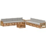 vidaXL Zunanja garnitura za sedenje 9 pcs Naravna in svetlo siva, (5000282697) | Shoptok.si
