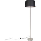 QAZQA Sodobna talna svetilka jeklo s črno senco 45 cm - Simplo | Shoptok.si