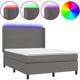 Maison Chic Box spring postelja - Vzmetna postelja z vzmetnico LED siva 140x190cm umetno usnje SL9099, (21903101) | Shoptok.si