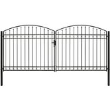 vidaXL dvojna vrata za ograjo zaobljena jeklo 400x200 cm črna | Shoptok.si