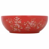 Nadgradni umivaonik bijelo-crveni okrugli Φ41x14 cm keramički | shoptok.hr