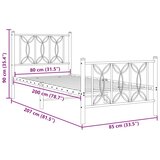  Metalni okvir kreveta uzglavlje i podnožje crni 80x200 cm | shoptok.hr