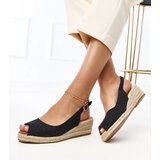 Gemre Black wedge espadrille sandals Nevarez Cene